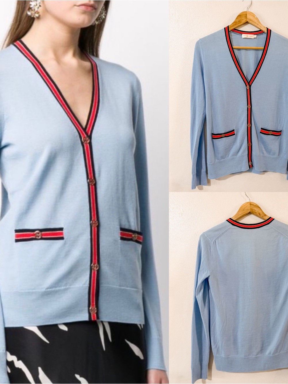Tory Burch | Madeline Colorblock Merino Wool Cardigan
